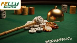 Cận cảnh bàn chơi Fantan với luật đếm hạt truyền thống, đảm bảo minh bạch tuyệt đối tại Febet.